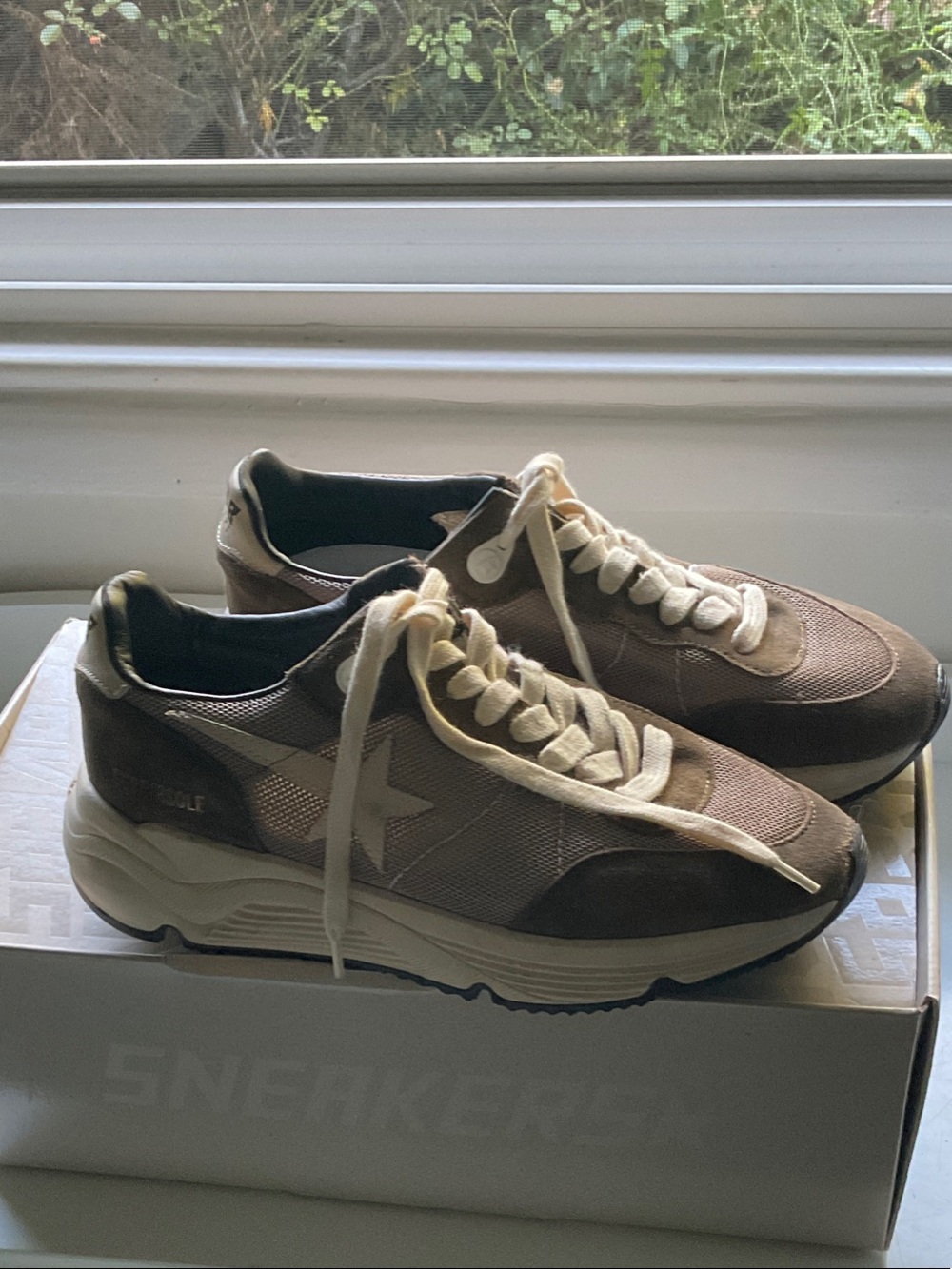 Golden Goose Women's Brown and Cream Sneakers